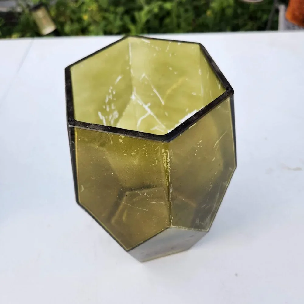 Beautiful Vintage Green Hexagon Vase Terrarium Decor Mid Century Modern Rustic F - Picture 12 of 16